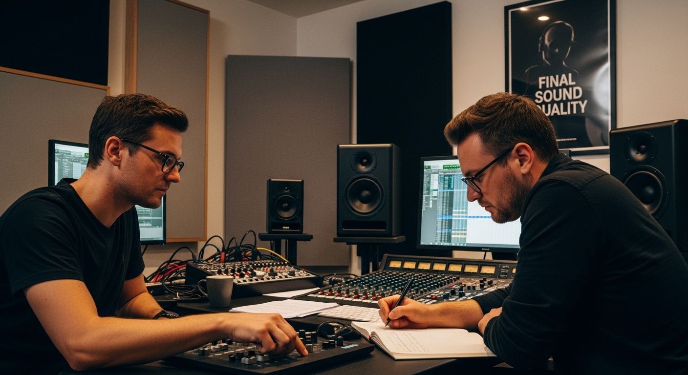 music mastering studio teamwork