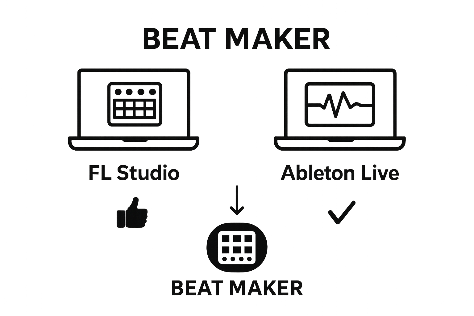 Digital Audio Workstation - How To Choose A DAW? 2 Simple comparison visual of FL Studio and Ableton Live DAWs for beat making