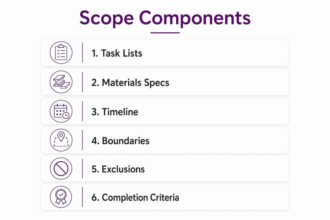 Infographic outlining essential renovation scope components