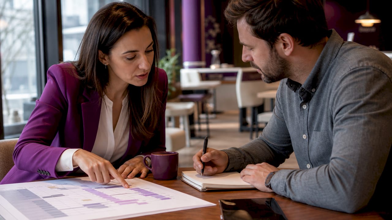 Project manager and contractor planning schedule