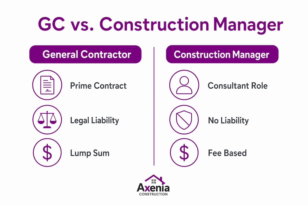 Infographic comparing general contractor and construction manager roles