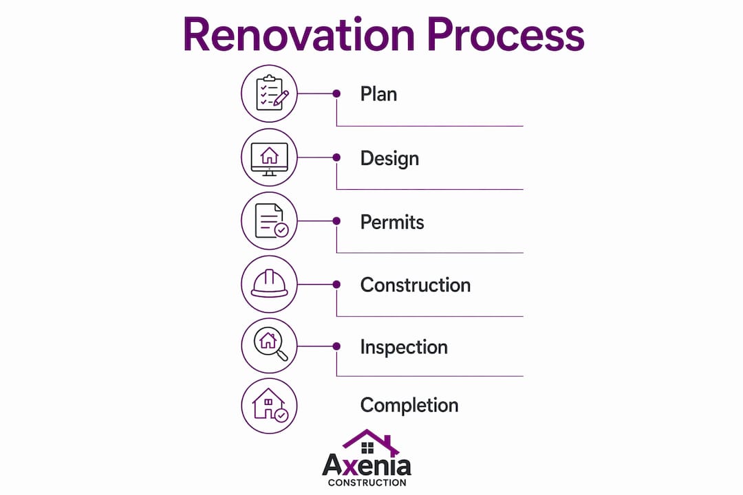 Infographic showing residential renovation process steps