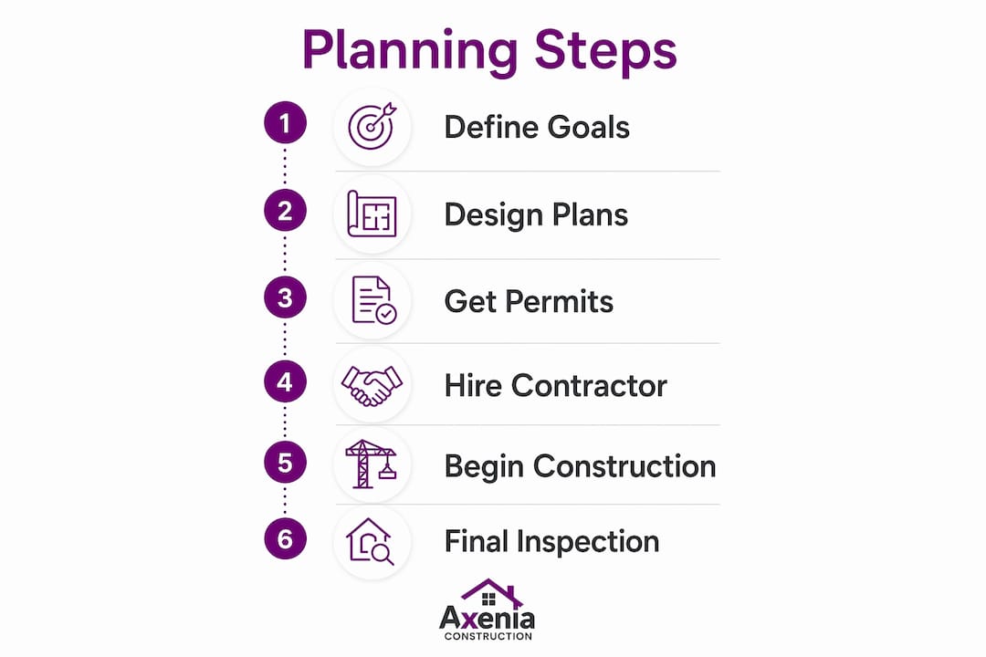 Infographic showing home addition planning steps