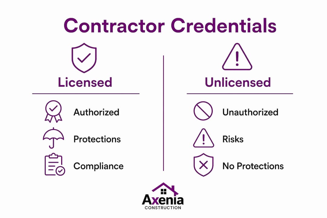 Infographic comparing licensed and unlicensed contractor credentials