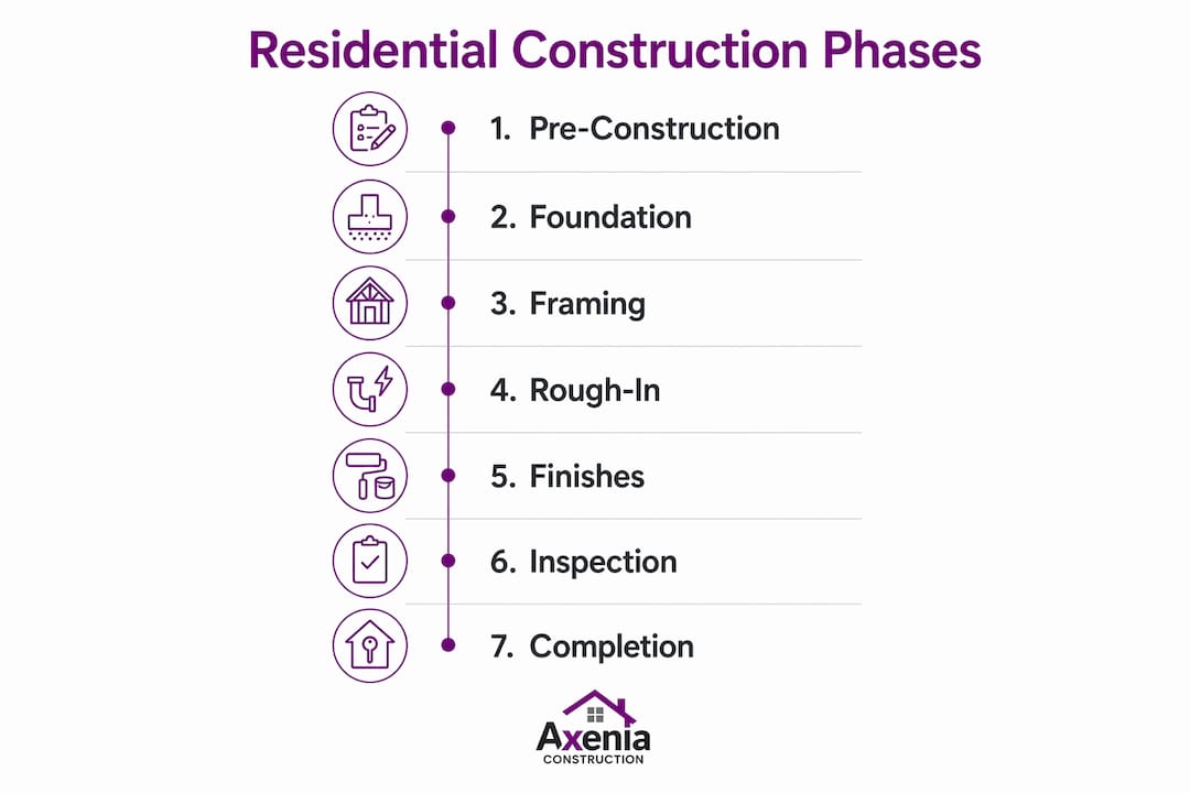 Infographic of residential construction phases