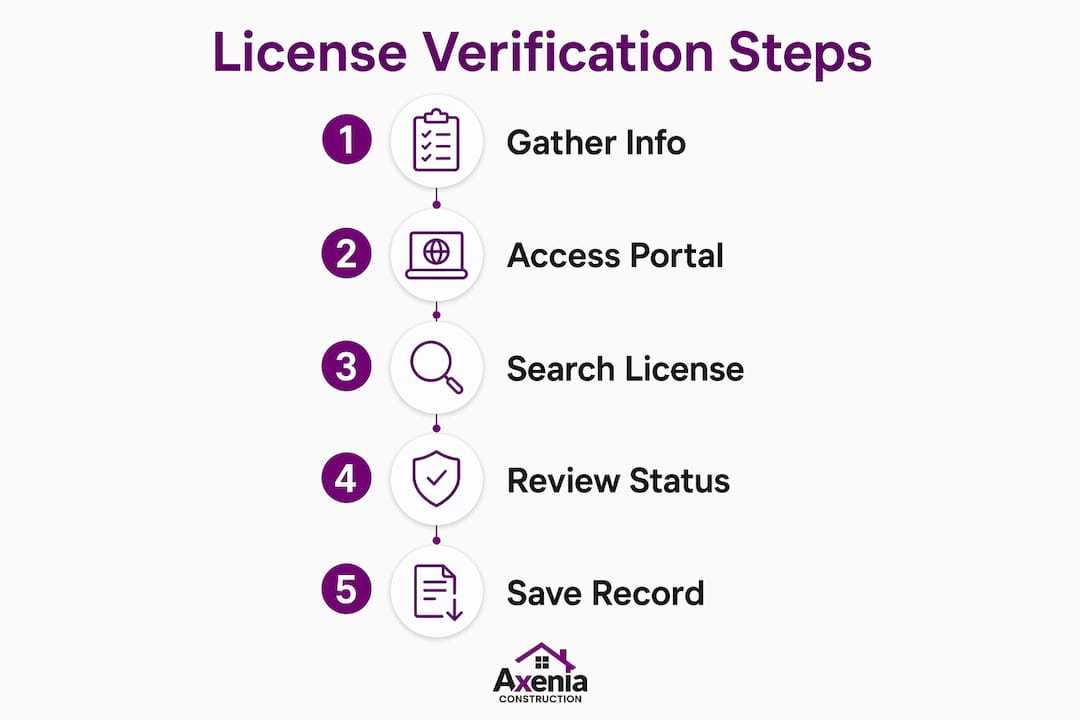 Infographic showing step-by-step contractor license verification