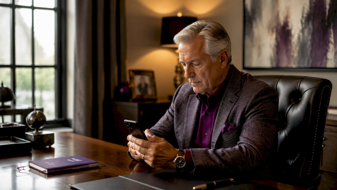 Hands holding smartphone verifying contractor license