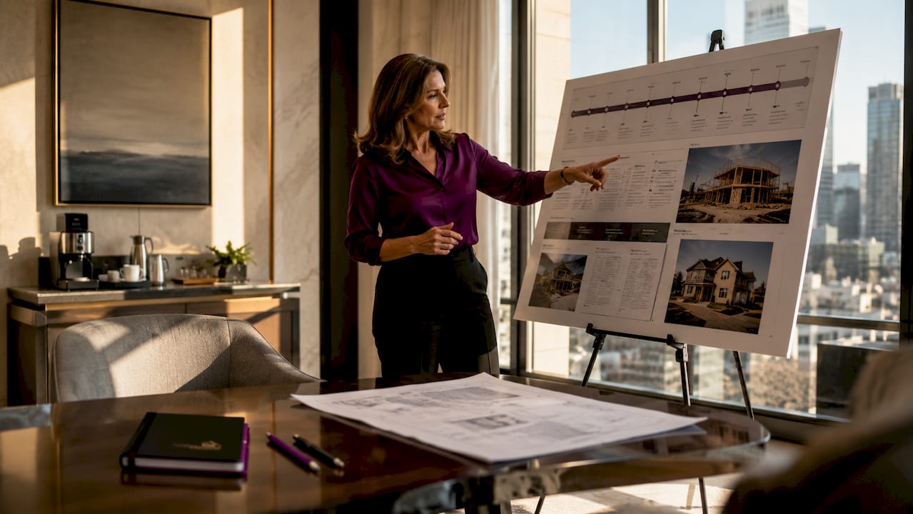 Project manager reviewing timeline and permits