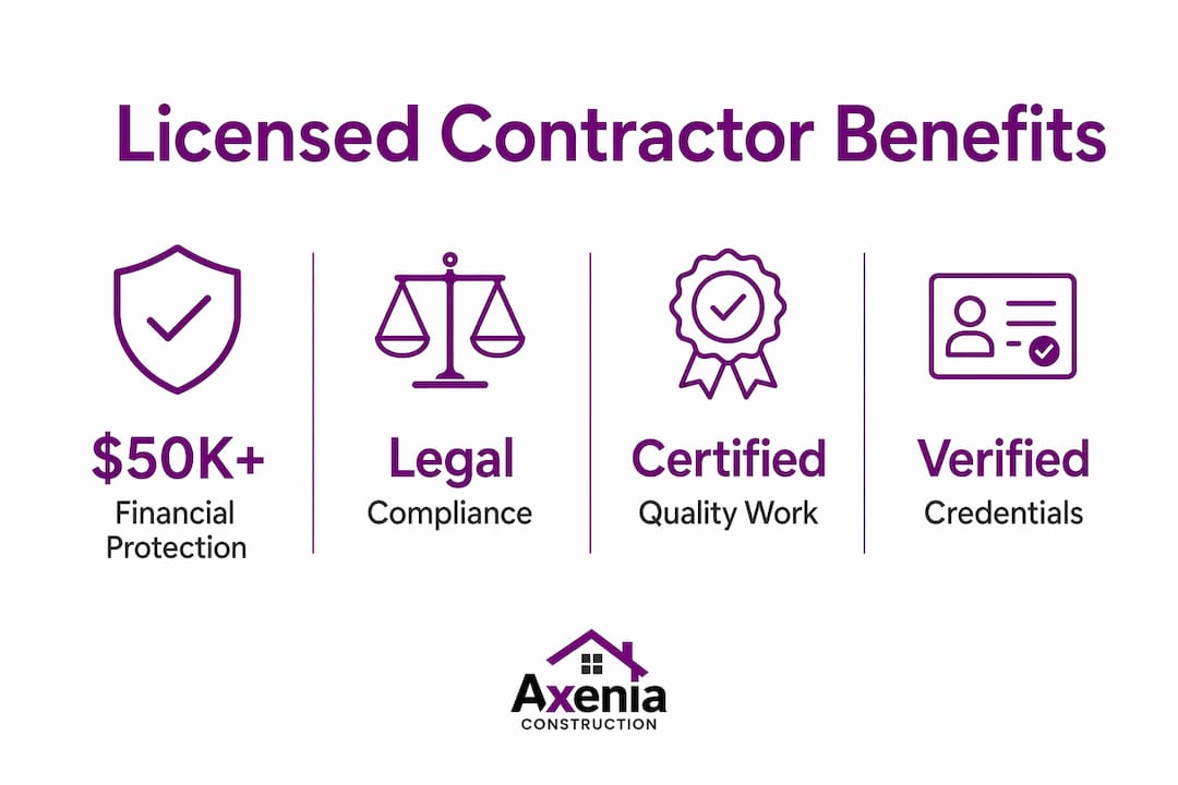 Infographic showing key benefits of licensed contractors