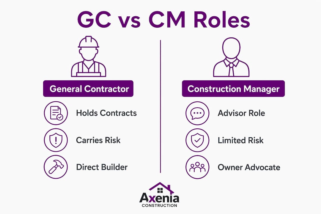 Infographic comparing general contractor and construction manager roles