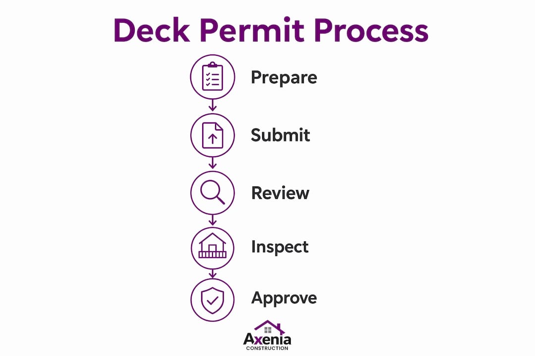Infographic illustrating deck permit application steps