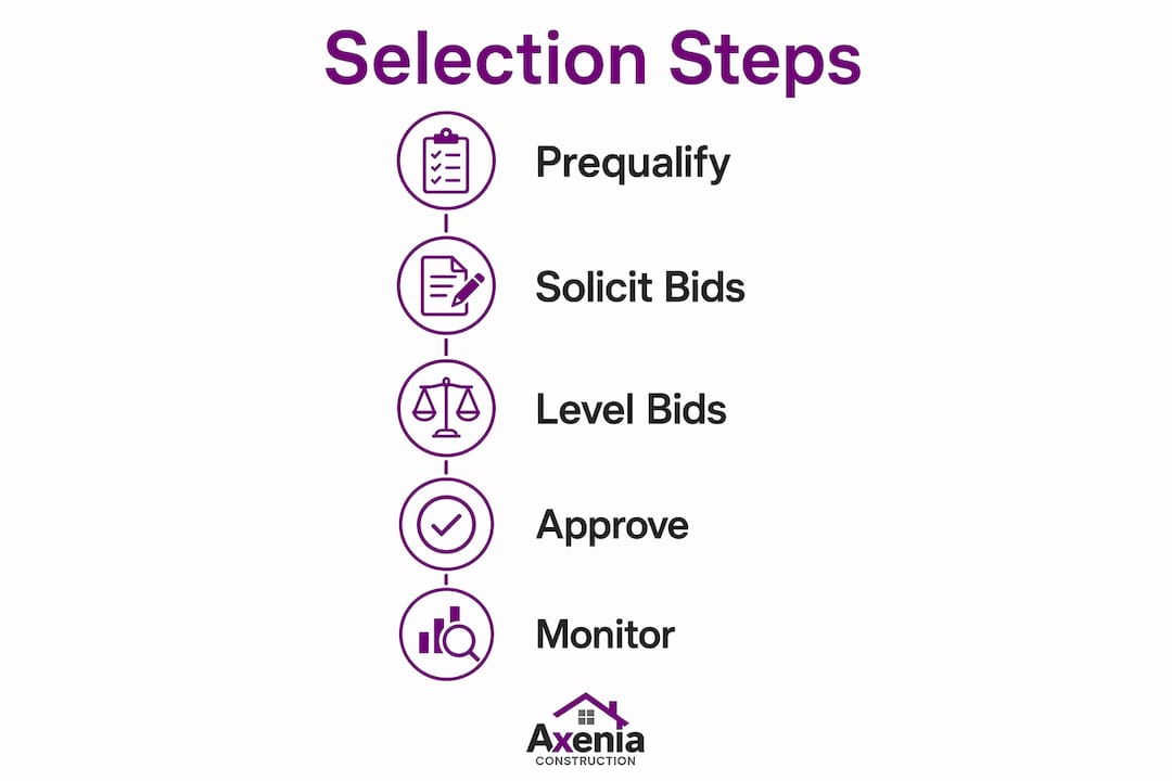 Infographic showing subcontractor selection steps