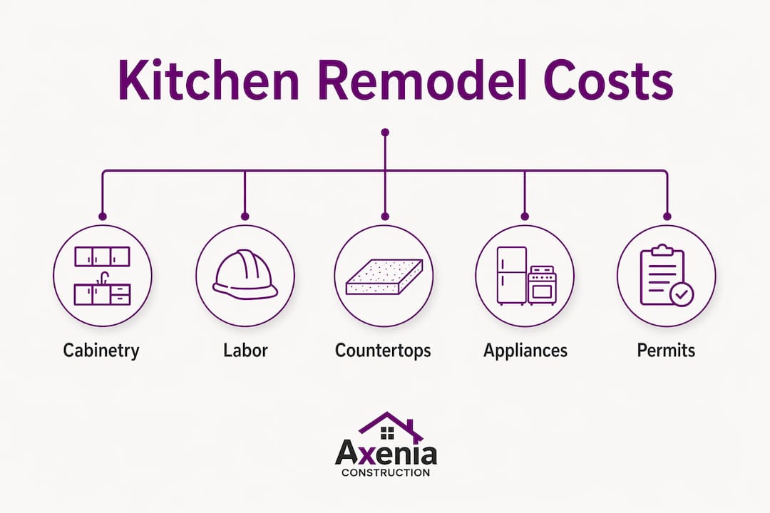 Infographic showing major kitchen remodel cost categories