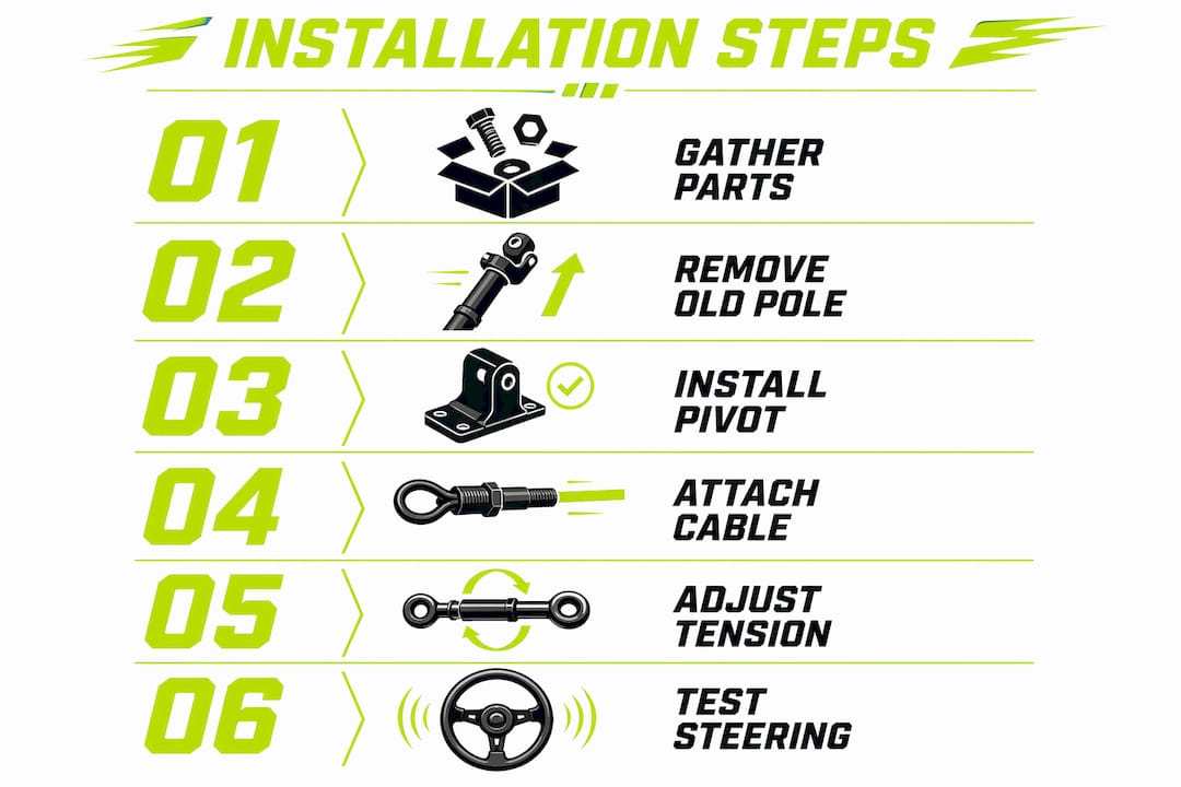Infographic illustrating handpole installation steps