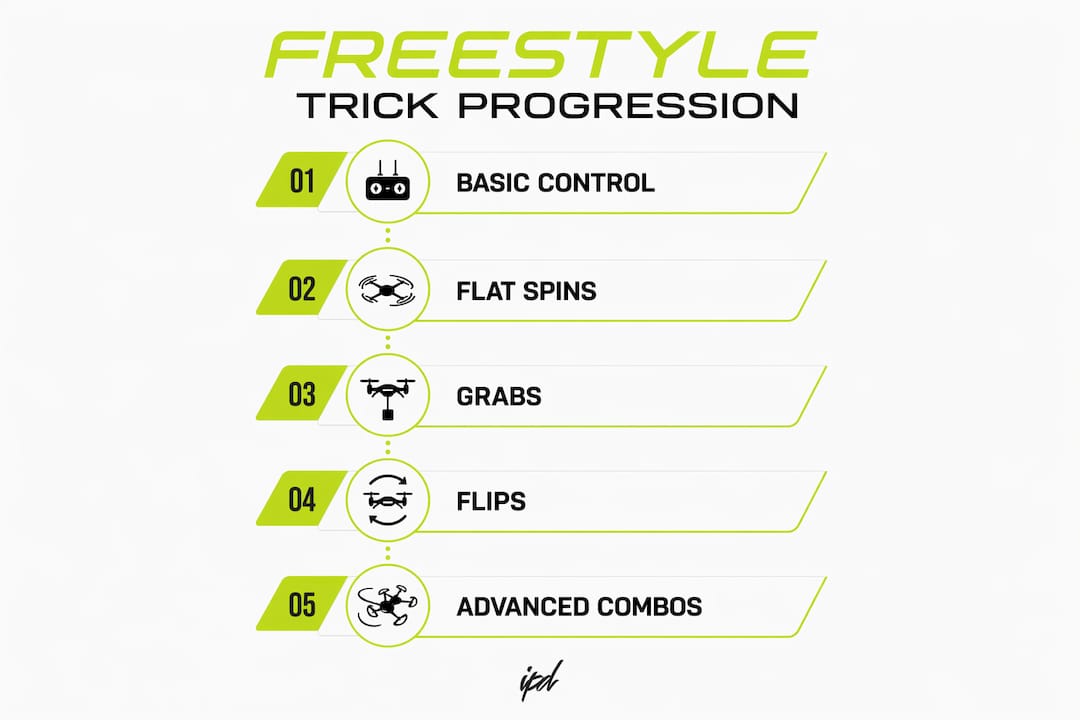 Infographic illustrating jet ski trick progression steps