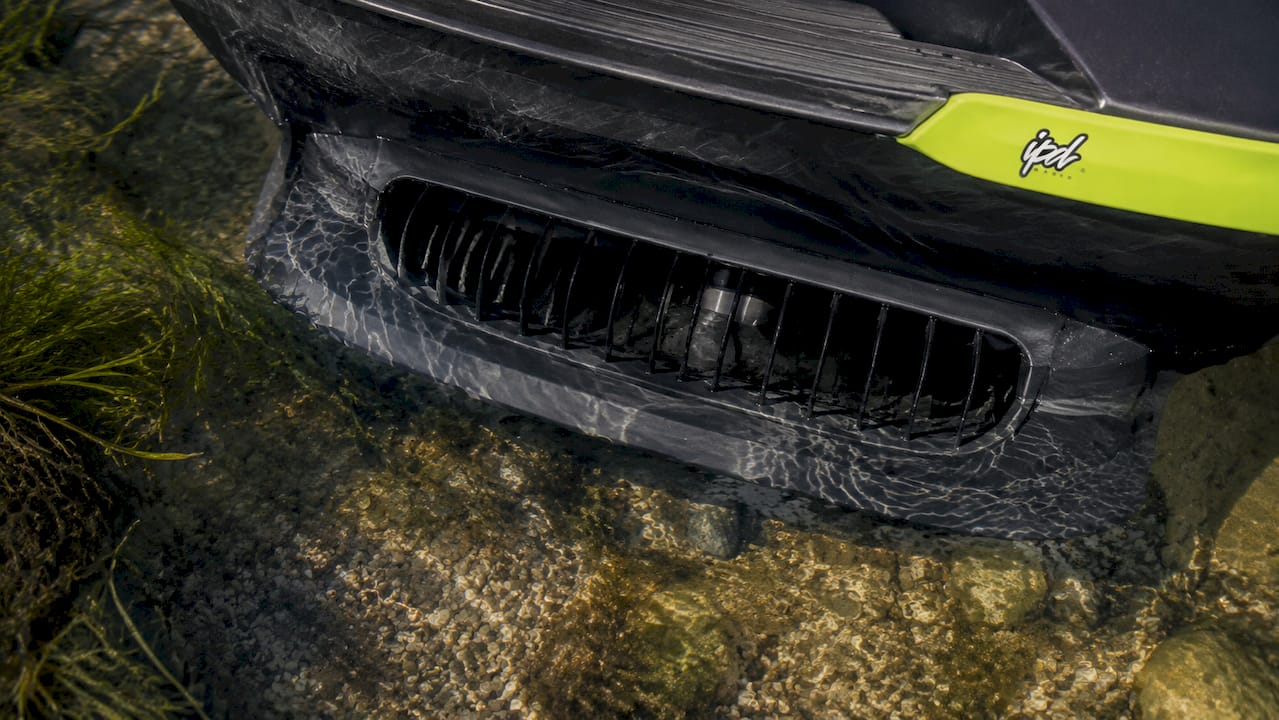 Jet ski water intake grate underwater
