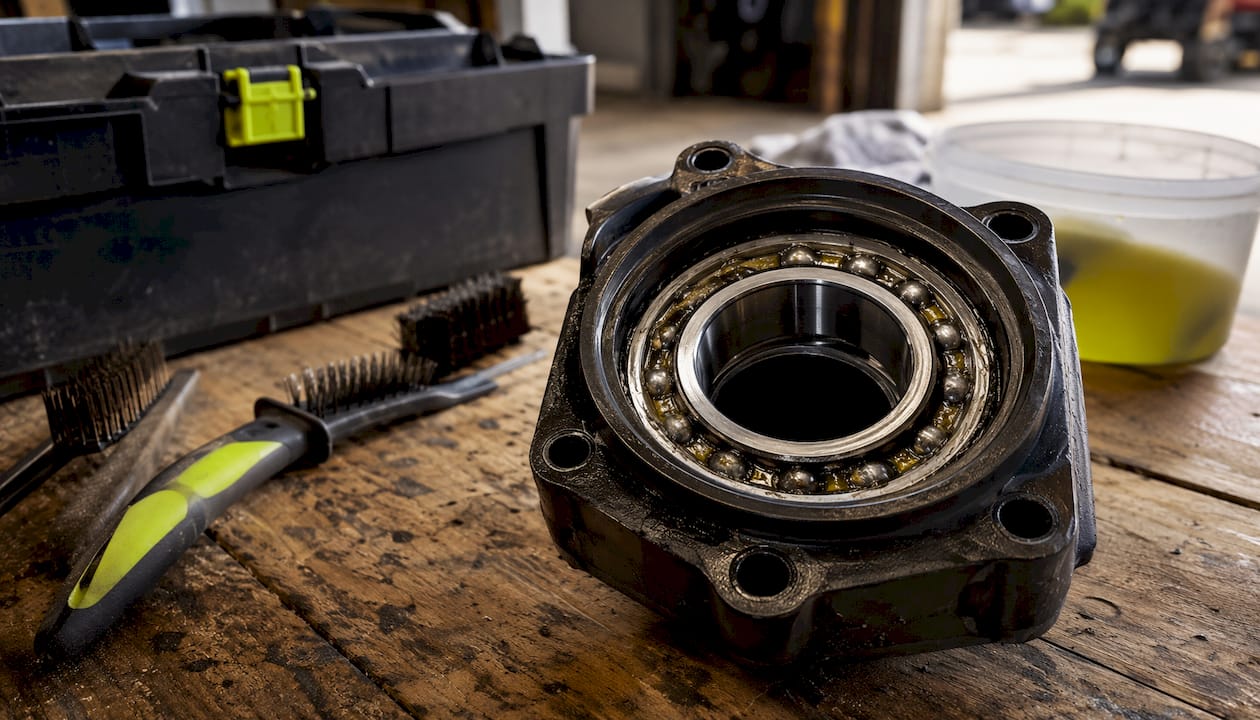 Close-up of jet ski ball bearing and seals