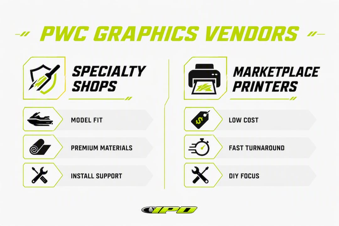 Infographic comparing specialty shops and marketplace printers