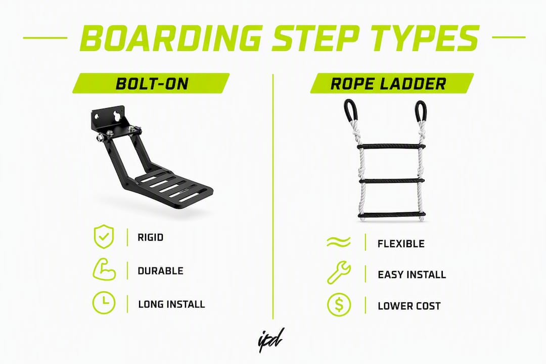 Infographic comparing boarding step types