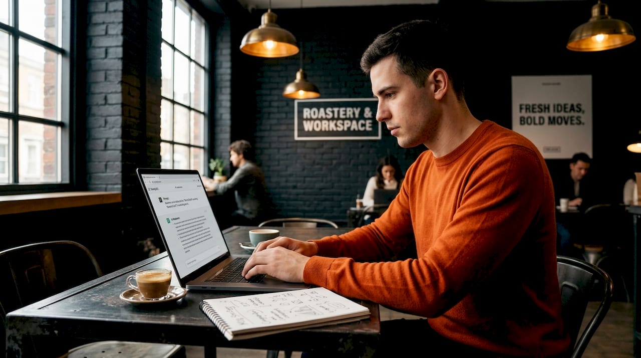 Marketer using AI content generation tool