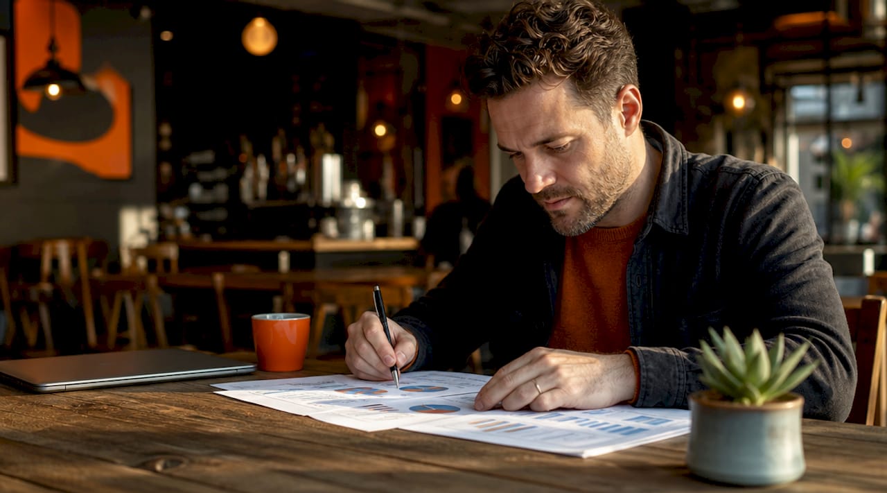 Marketing strategist reviewing paid search reports