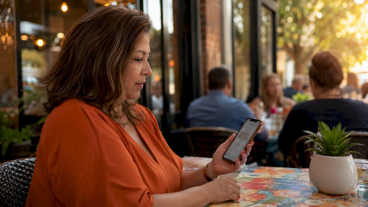 Business owner reviewing Google Local Services Ads on phone