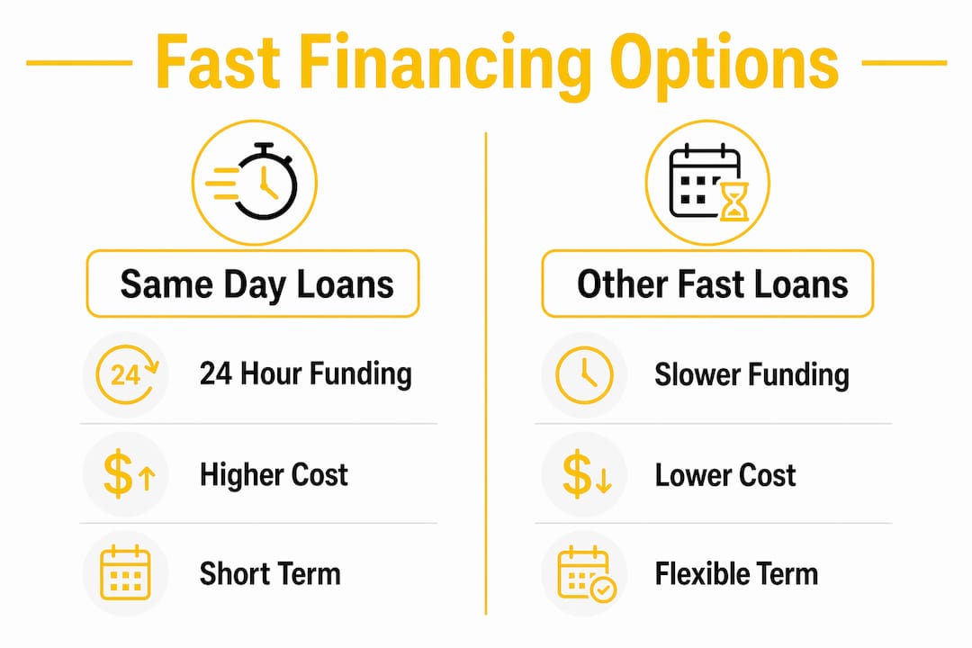 Infographic comparing same day loans with other fast financing options
