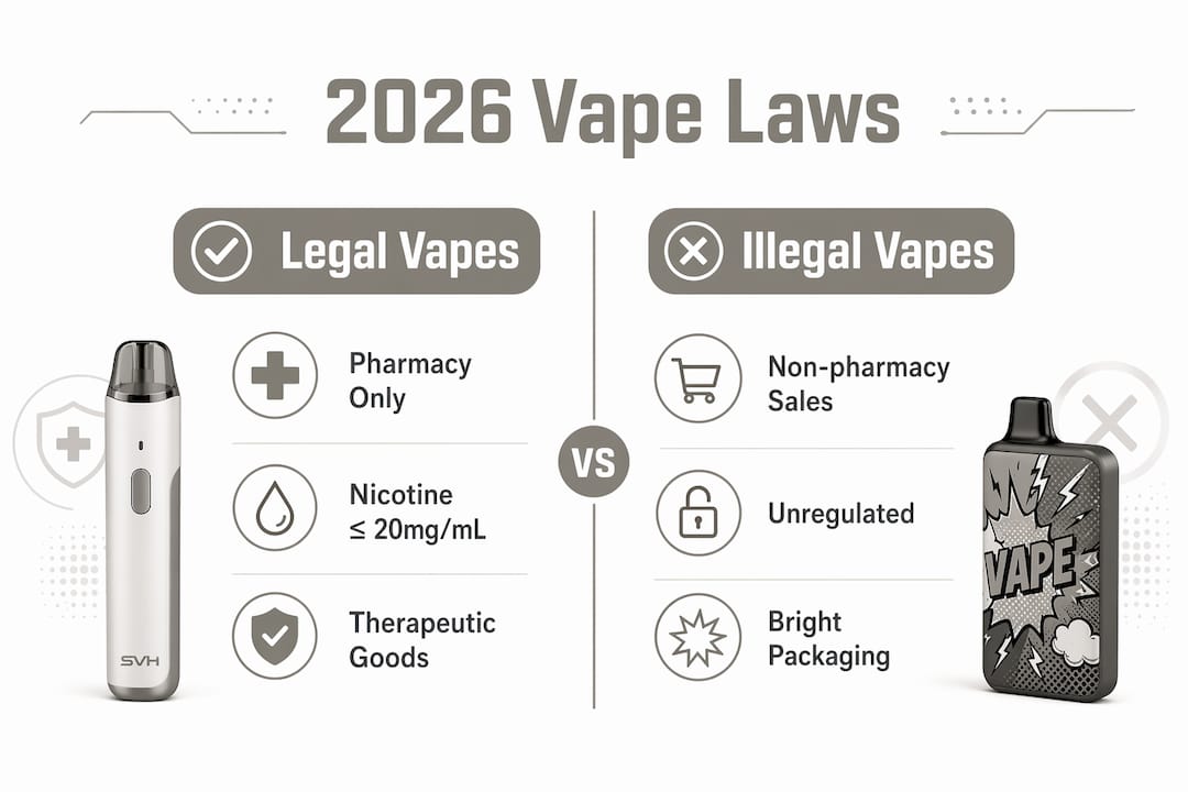Infographic comparing legal versus illegal vape products