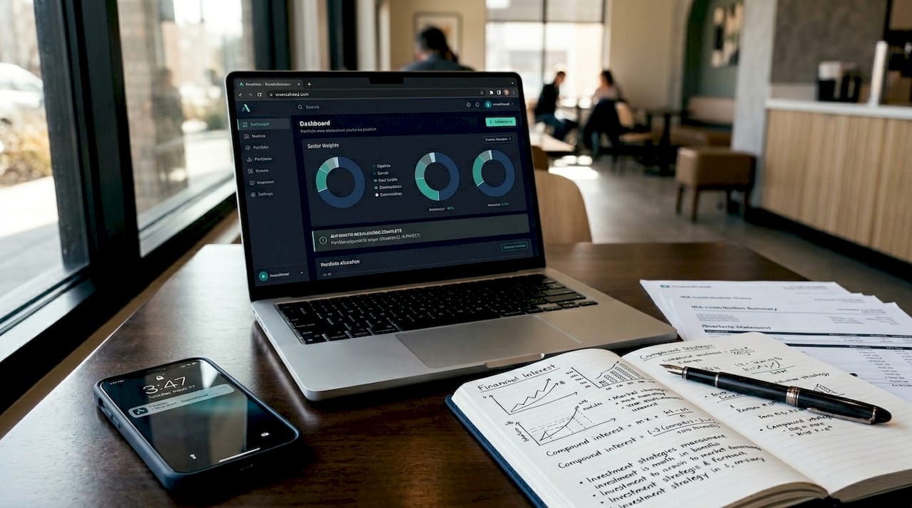 Robo-advisor dashboard on laptop screen