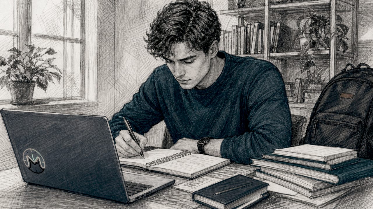 Child reading financial literacy book at home