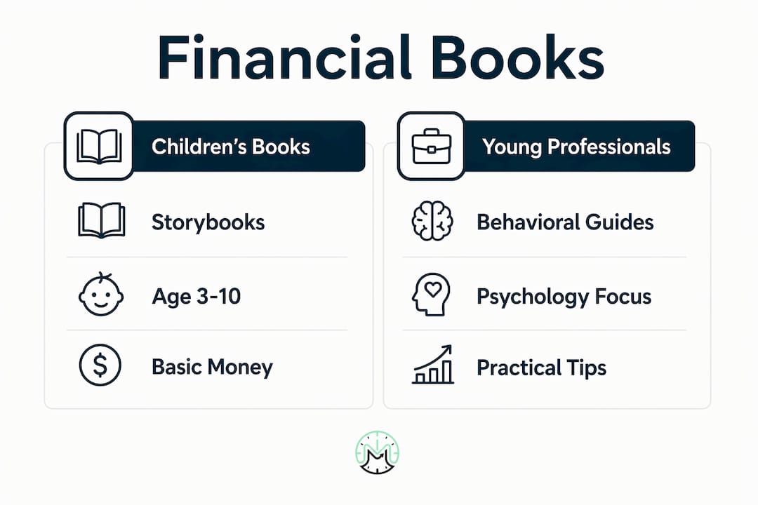 Infographic comparing financial education book types