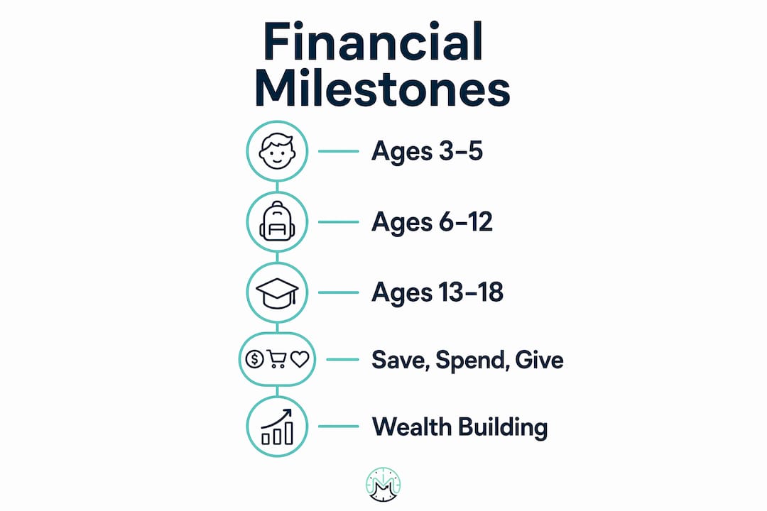 Infographic depicting financial milestones by age