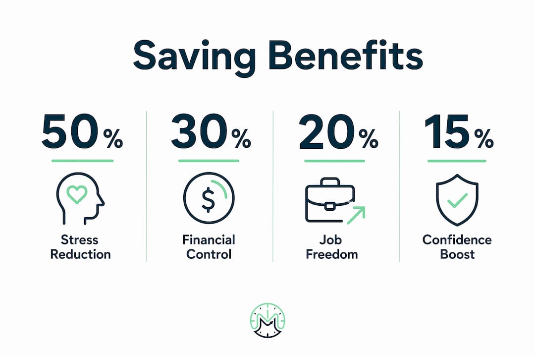Infographic showing psychological benefits of saving