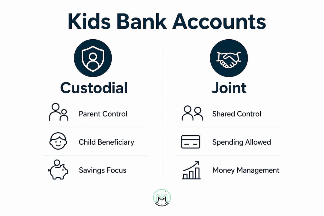 Infographic comparing kids' bank account types