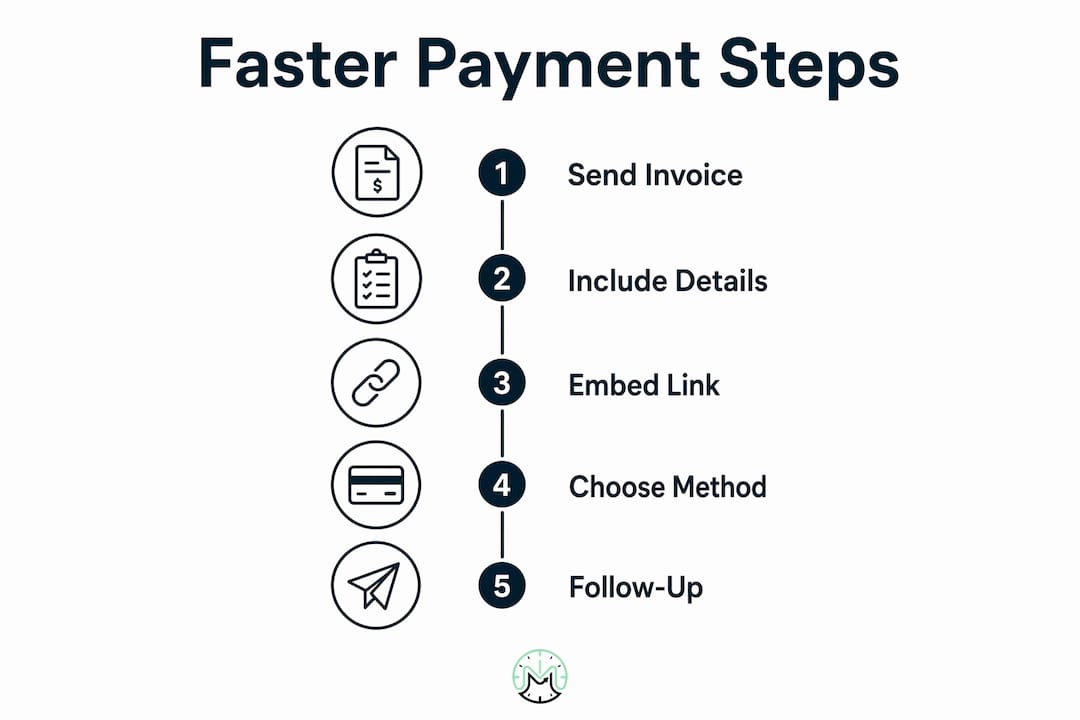 Infographic showing steps for faster client payment