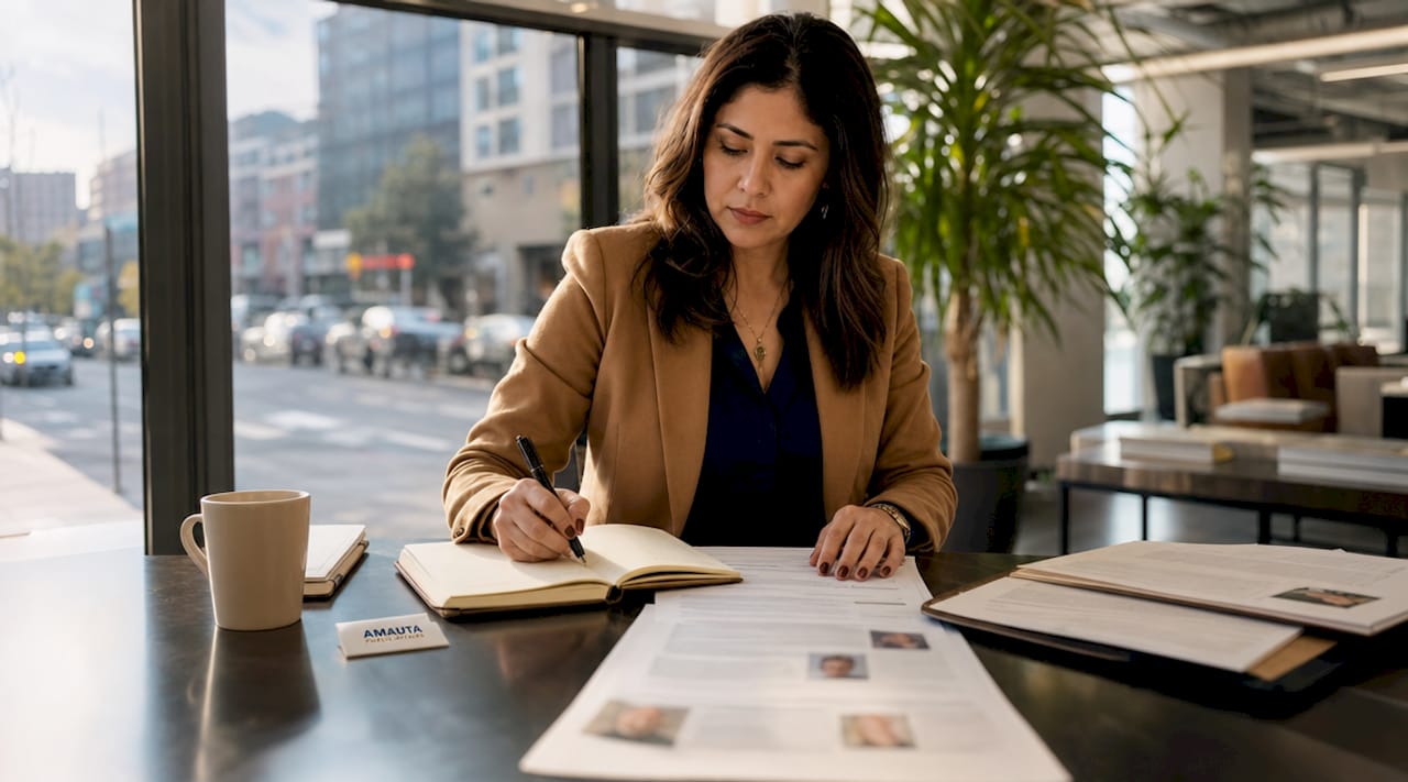 Professional reviewing media relations documents