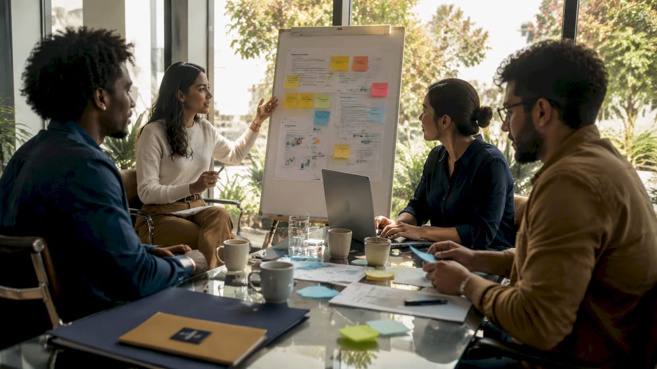 Organizers collaborating on advocacy campaign strategy
