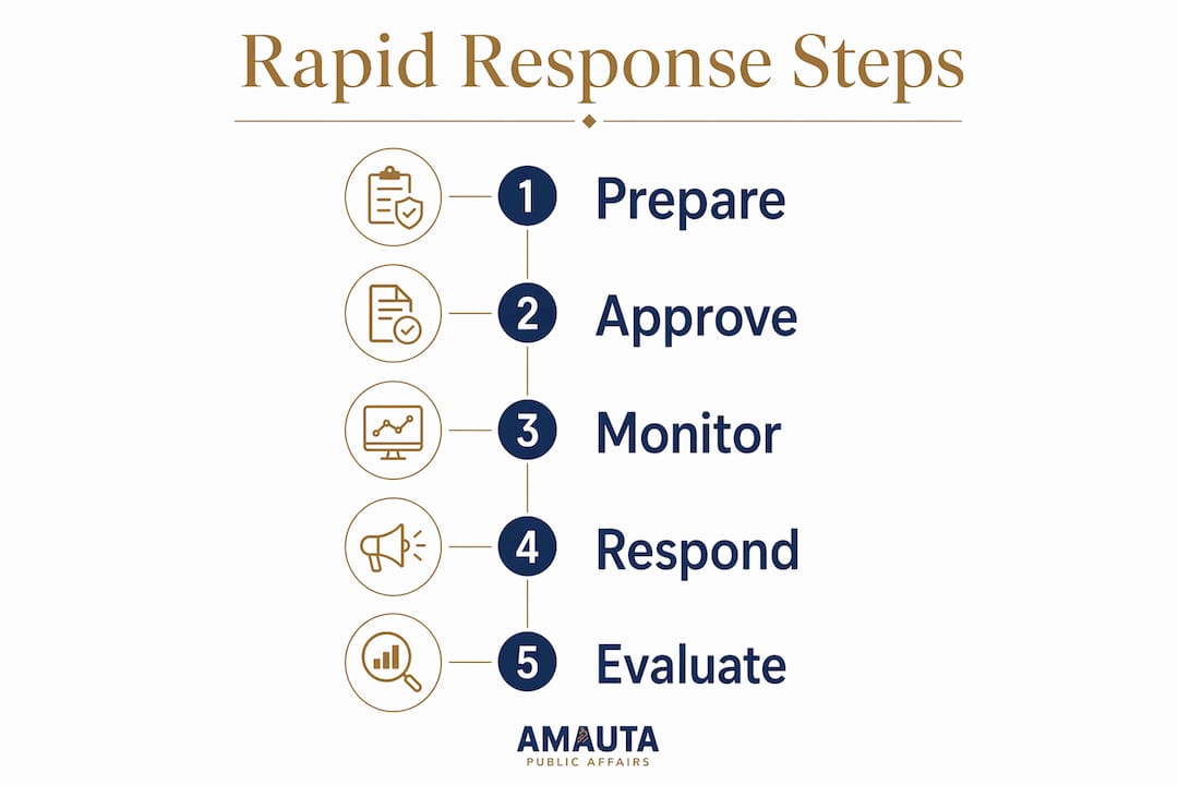 Infographic illustrating core steps in rapid response