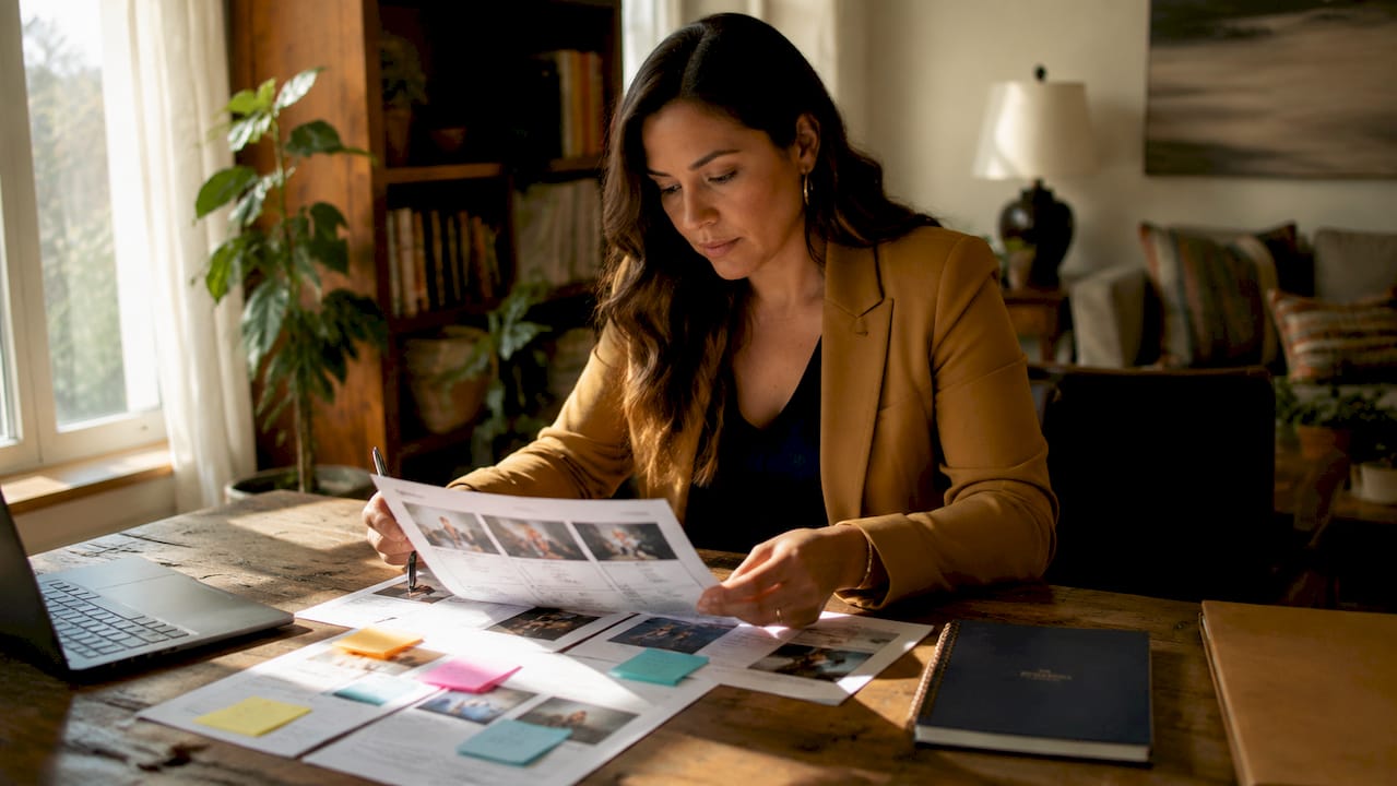 Woman reviewing nonprofit storytelling campaign materials