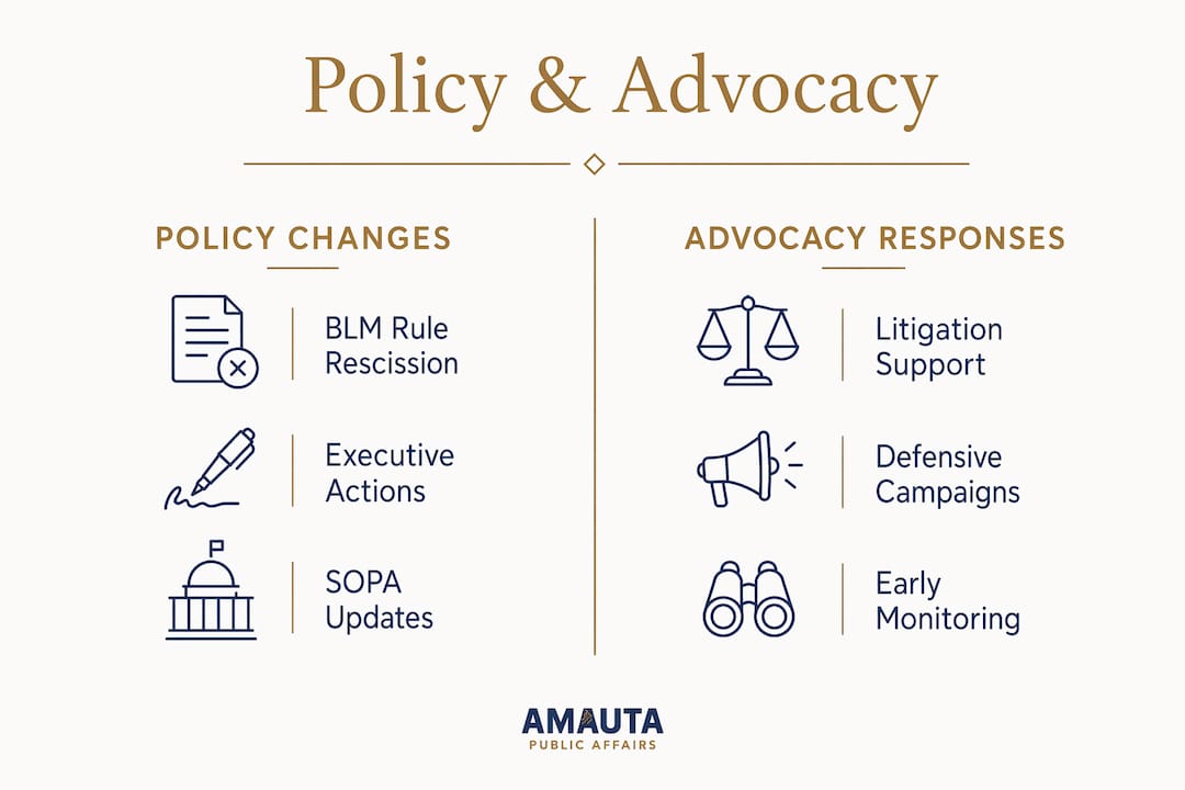 Infographic comparing policy changes and advocacy responses