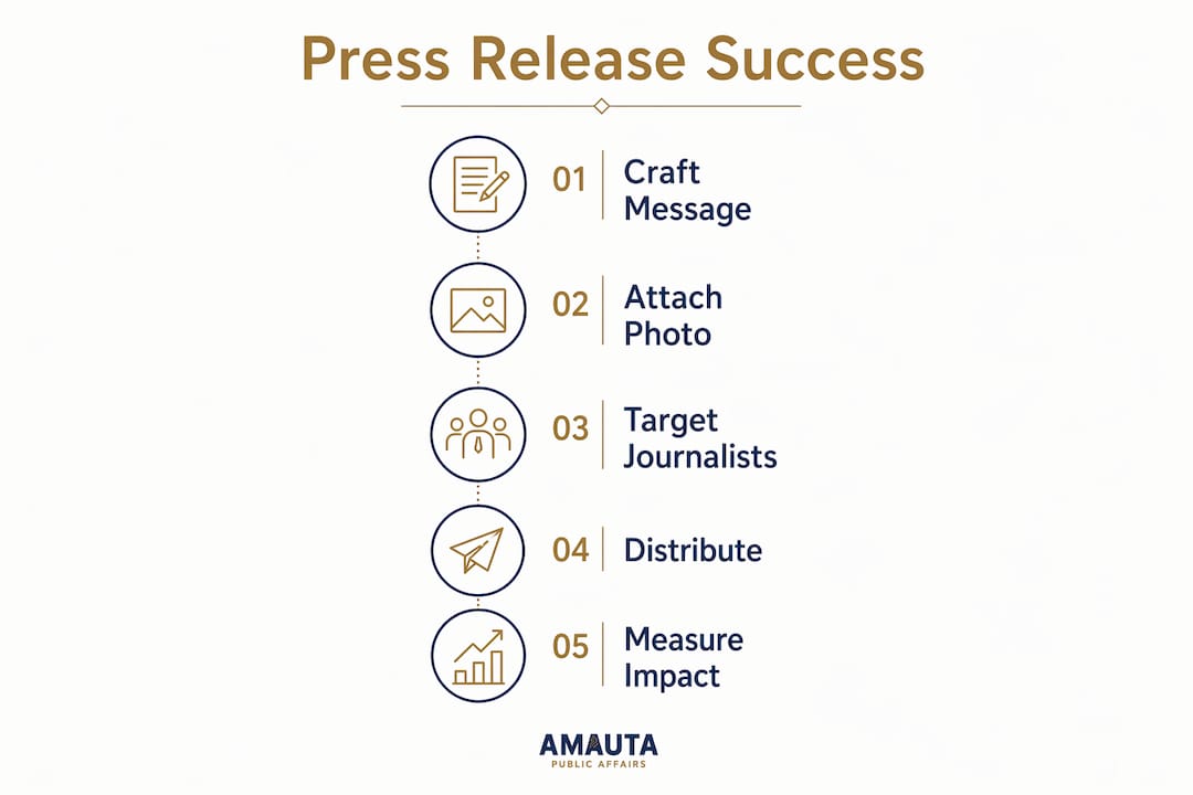 Infographic outlining steps for nonprofit press release success