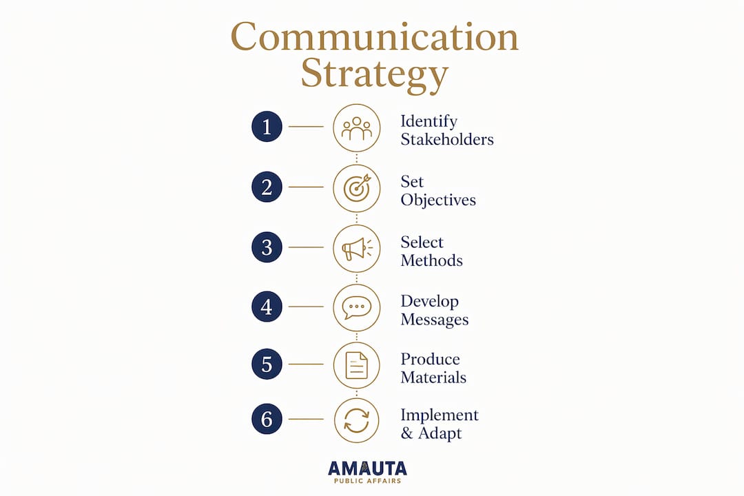 Infographic showing land use communication strategy steps
