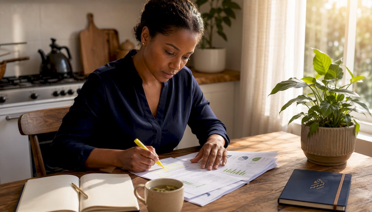 Communications specialist reviewing environmental documents