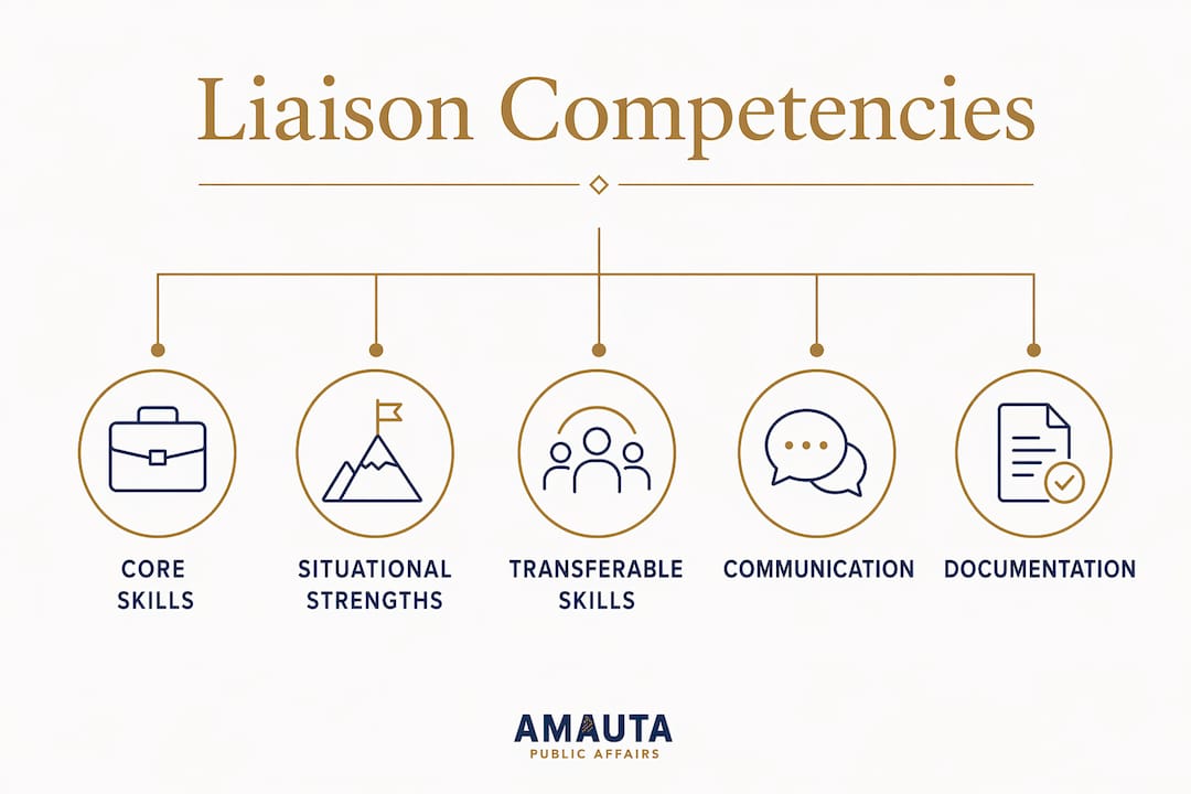 Infographic showing key liaison competencies hierarchy