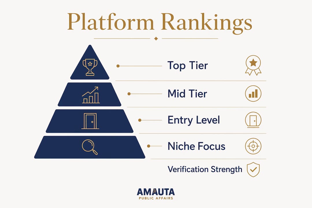 Infographic ranking public affairs platforms and features