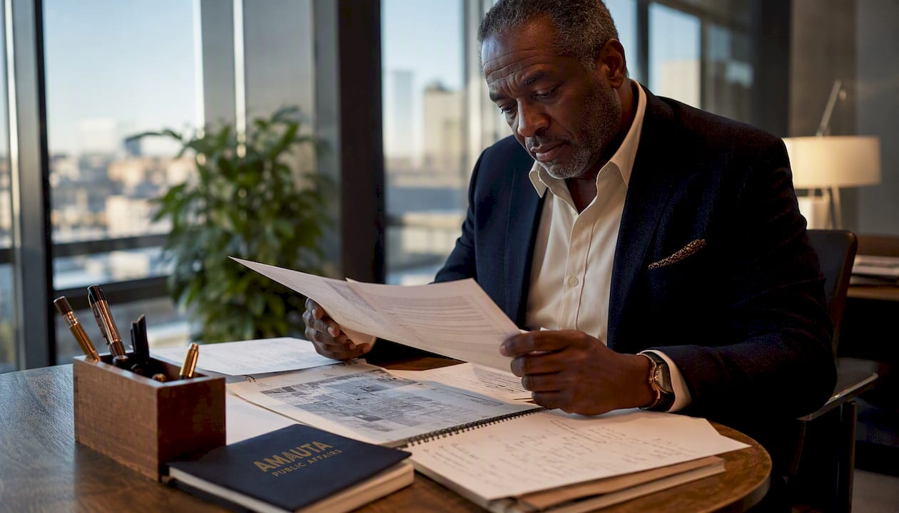 Urban planner reviewing green condition documents