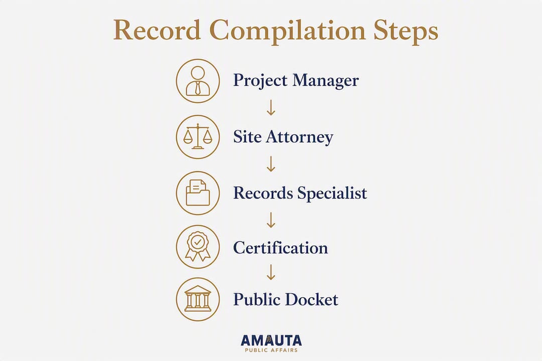 Infographic showing administrative record compilation steps