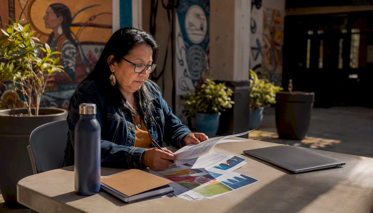 Community member reviewing community science data