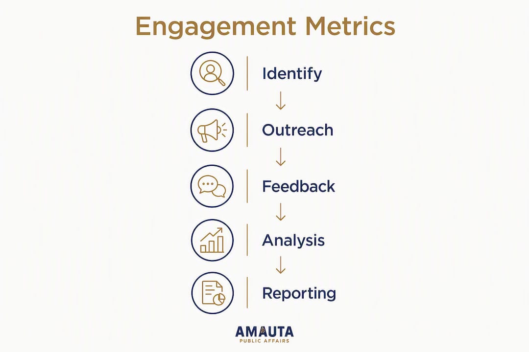 Infographic showing stages of community engagement measurement