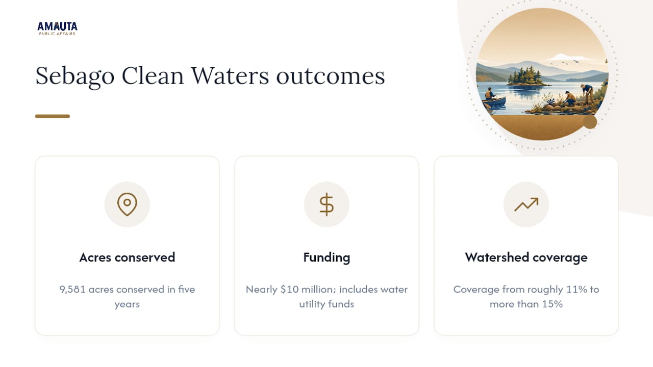 Diagram showing Sebago Clean Waters conservation data